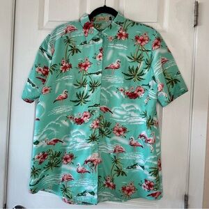 SSLR Mint Tropical Flamingo Button-Down Shirt